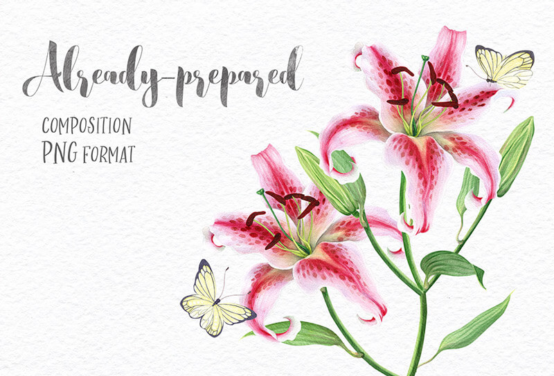 FREE-Delicate-Watercolor-Lilies-Preview-02