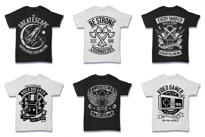 Download Black and White 100 Tshirt Designs Bundle - Graphic Design Bundle Deals - Graphicloot