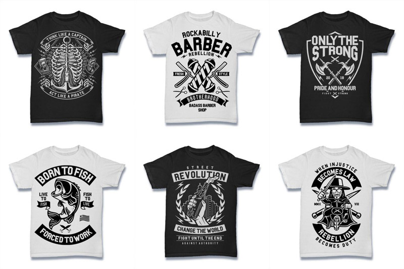 Black and White 100 Tshirt Designs Bundle Preview 10