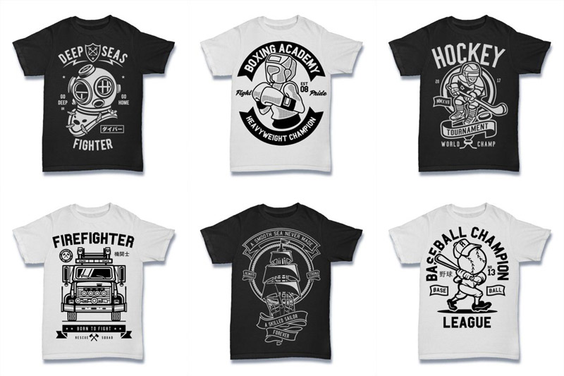 Black and White 100 Tshirt Designs Bundle Preview 14