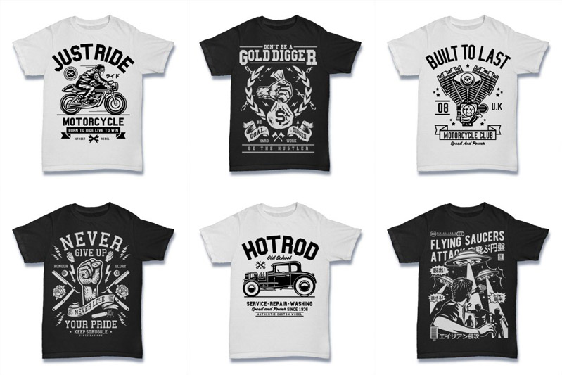 Black and White 100 Tshirt Designs Bundle Preview 15