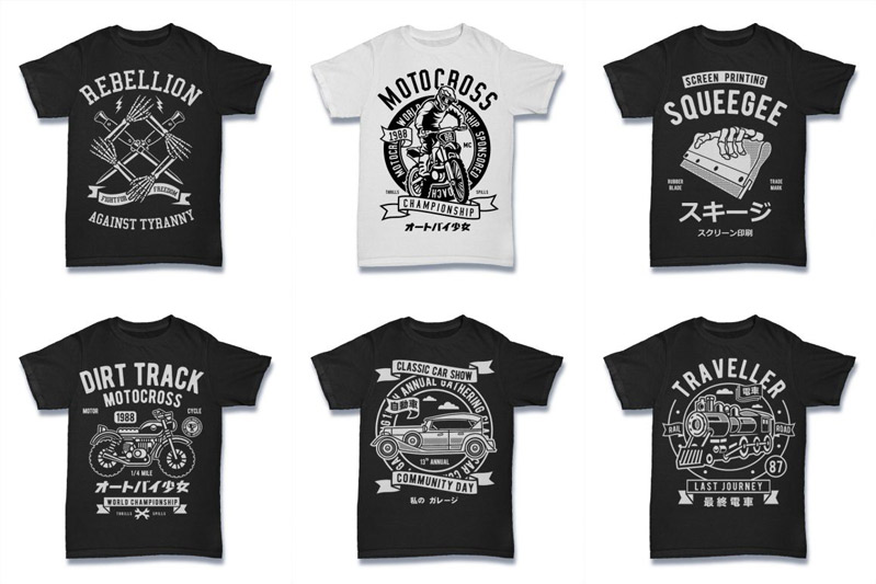 Black and White 100 Tshirt Designs Bundle Preview 16