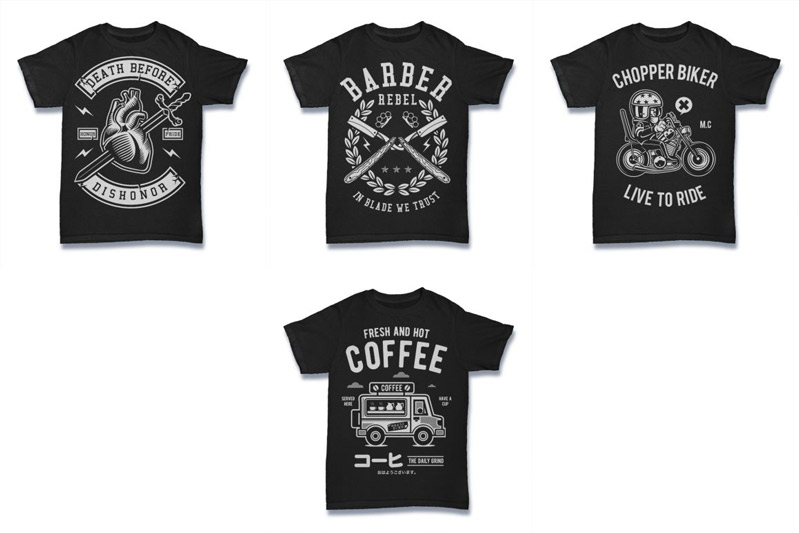 Black and White 100 Tshirt Designs Bundle Preview 17