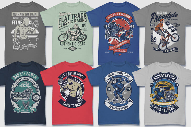 100 Retro T-shirt Designs Vol 2 - Graphic Design Bundle Deals - Graphicloot