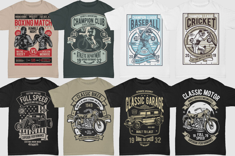 100 Retro T-shirt Designs Vol 3 - Graphic Design Bundle Deals - Graphicloot