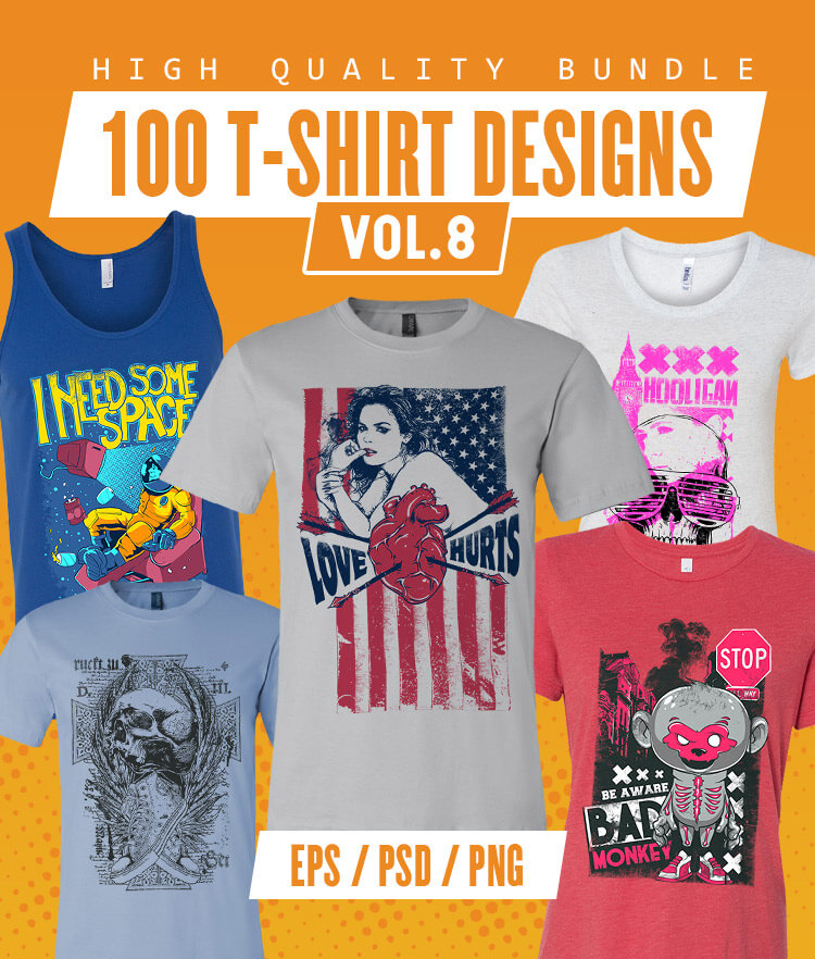 100 T-shirt Designs Vol 8 Cover