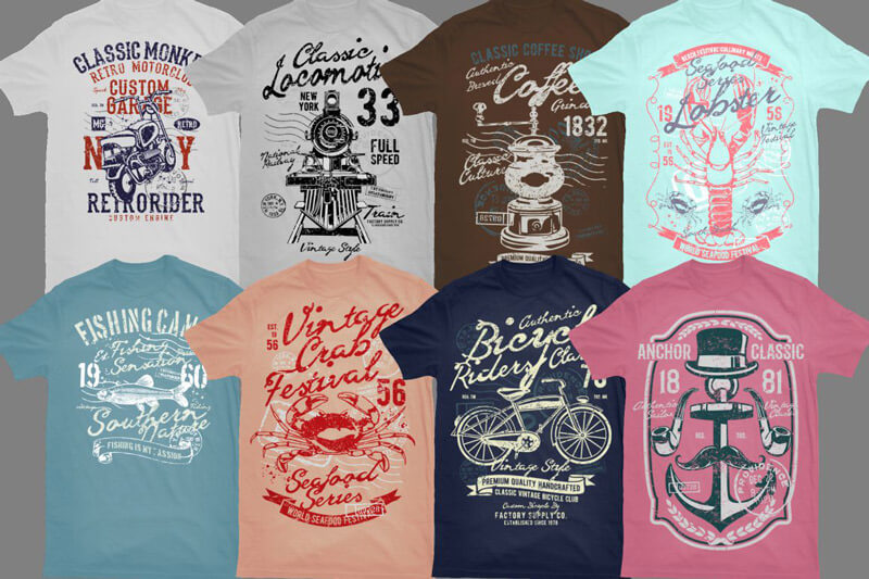 Vintade T-shirt Designs Bundle